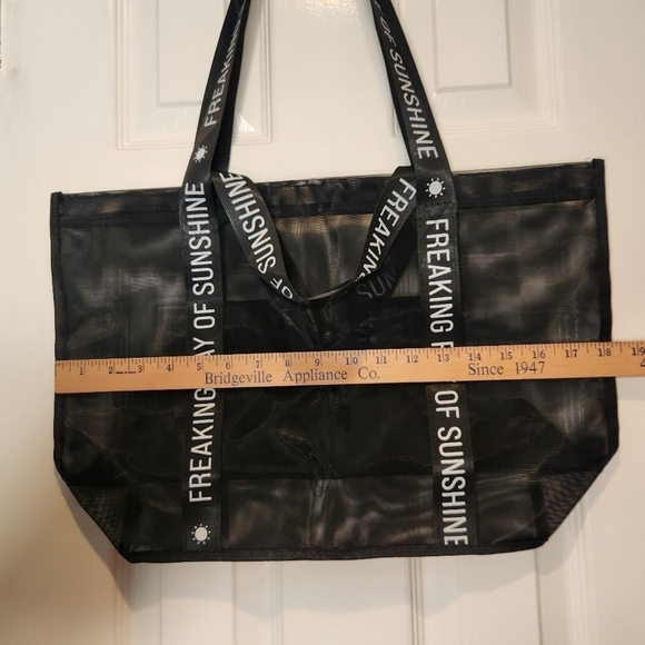 Freaking Ray of Sunshine Black Mesh Tote Bag - Picture 3 of 7